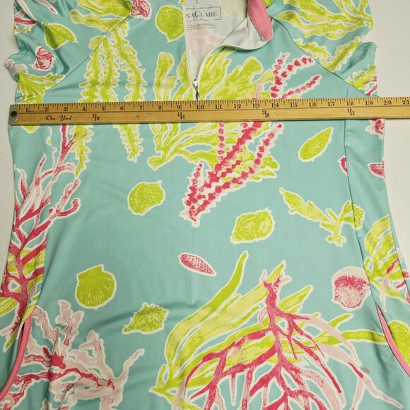 Ana Clare Active Dress Large Preppy Mini Stretch Coral Printed Womens Short Slv - Picture 9 of 12